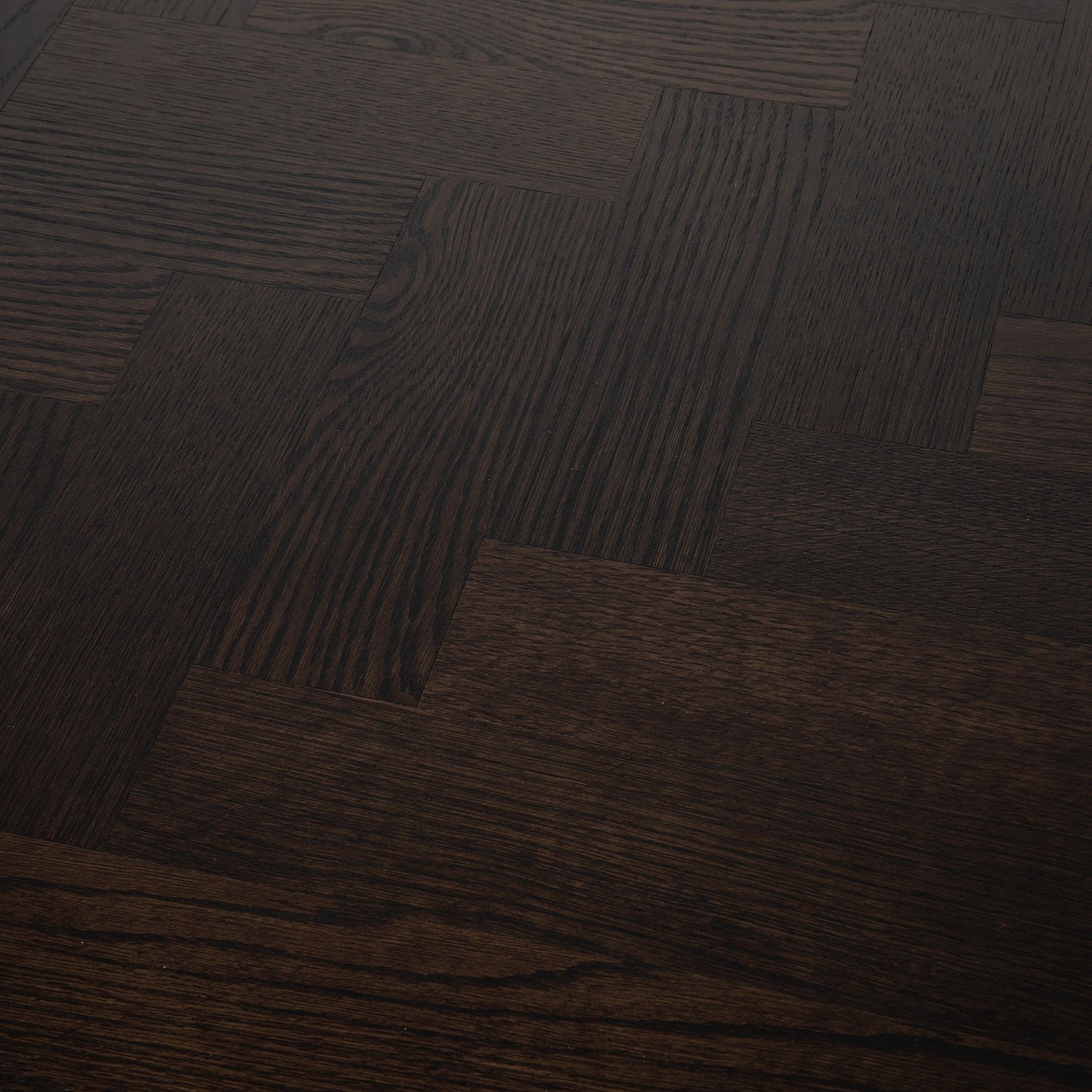 Calvin - Table en chevrons 200 x 90 cm en chêne fumé avec pieds croisés