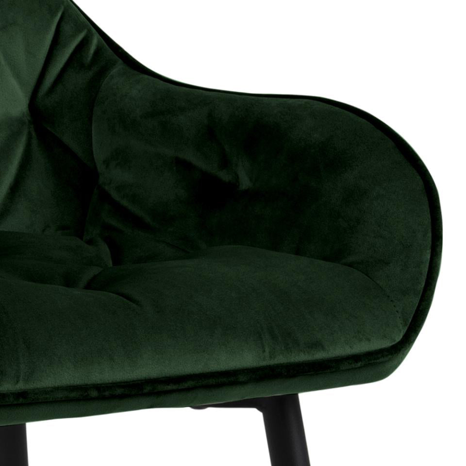 Mario - Tabouret avec dossier en velours vert 65 cm