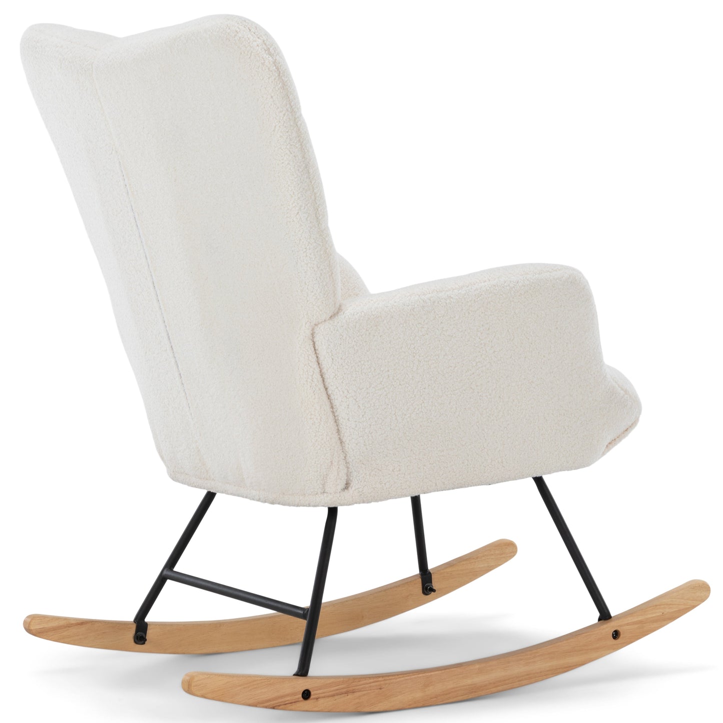 Alfred - Fauteuil à bascule avec accoudoirs - Peluche blanche