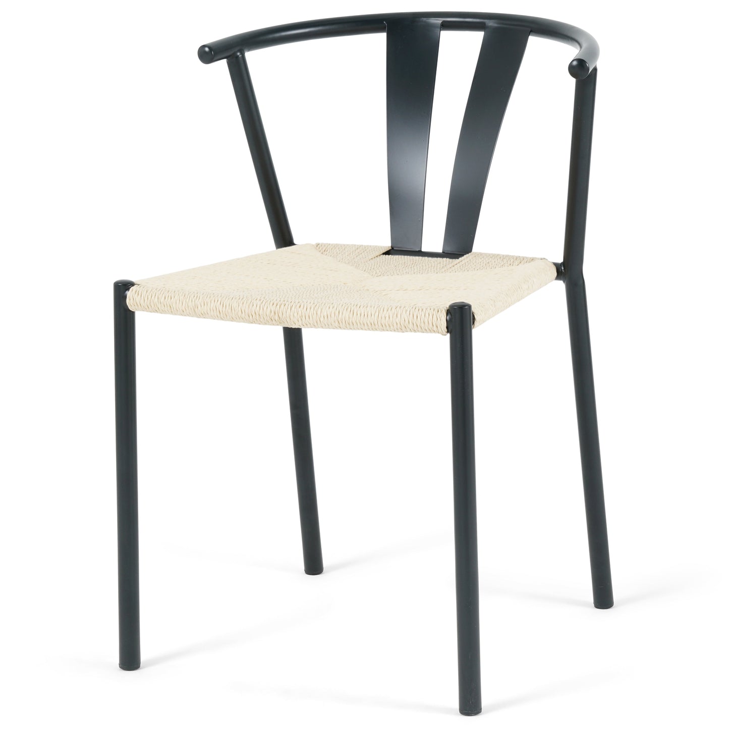 Shila - Chaise de salle à manger noire avec tressage