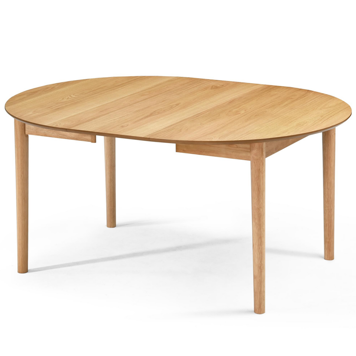 Liam - Table ronde de salle à manger en placage de chêne huilé avec rallonge 120/160/200 cm - Comprend 2 rallonges