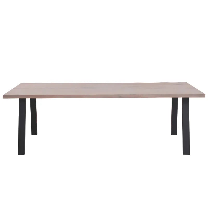 Molly - Table 200 x 95 cm en chêne blanchi huilé avec pieds en A (Préparé pour des rallonges)