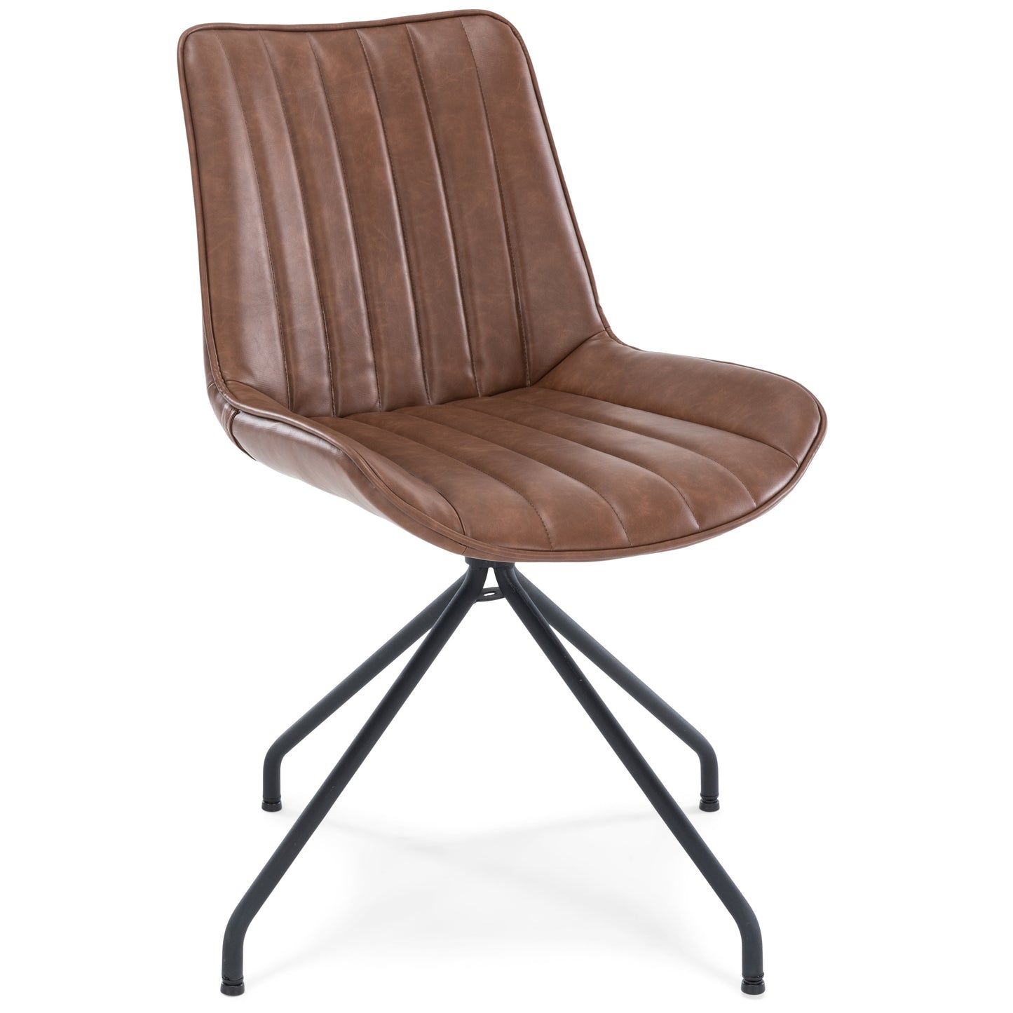 Lola - Chaise de salle à manger en similicuir brun avec fonction pivotante à 360 degrés