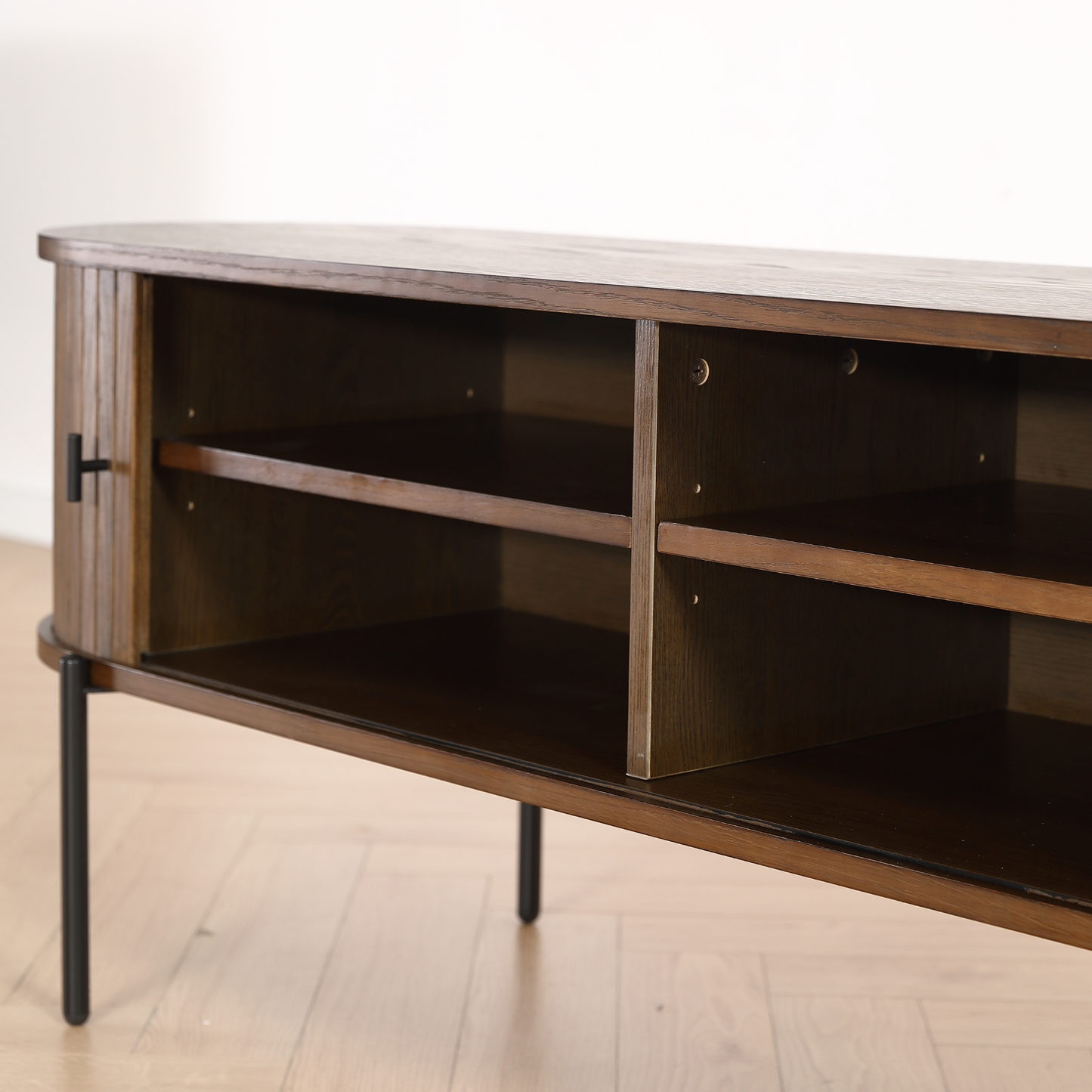 Florence - Meuble TV en chêne fumé avec lamelles 138 x 40 x 55 cm