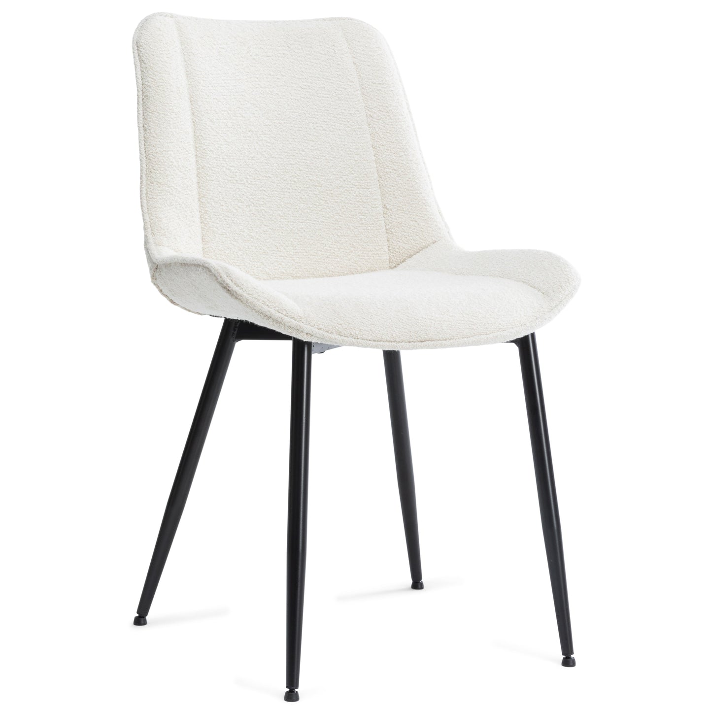 Elisa - Chaise de salle à manger en tissu bouclé blanc