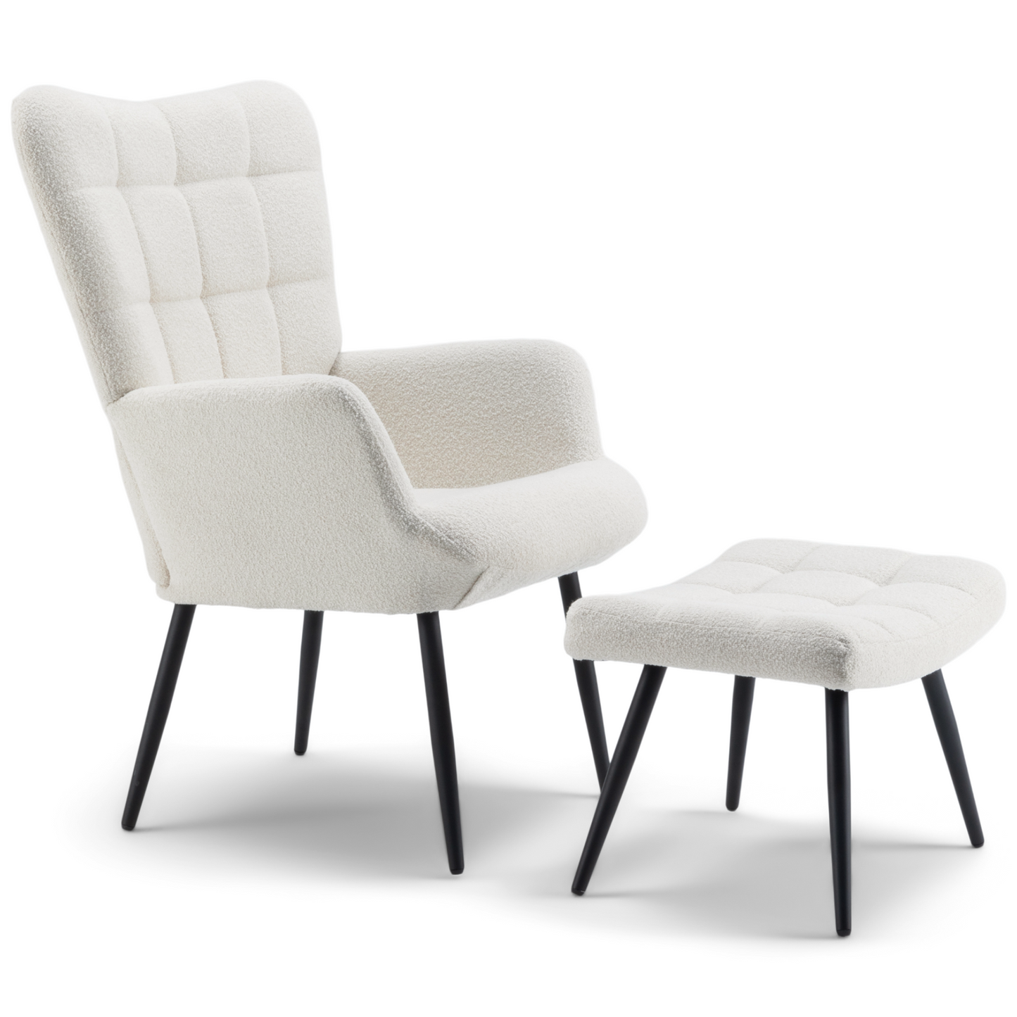 Alfred - Fauteuil inclinable avec repose-pieds - Bouclé beige