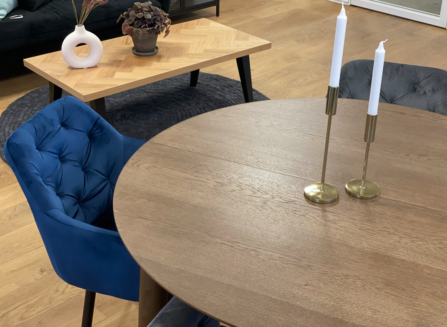 Liam - Table de salle à manger en chêne fumé avec rallonge 120/160/200 cm - Comprend 2 rallonges