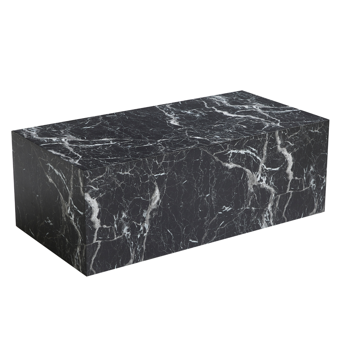 Adele - Table basse rectangulaire en aspect marbre noir 100 x 50 cm