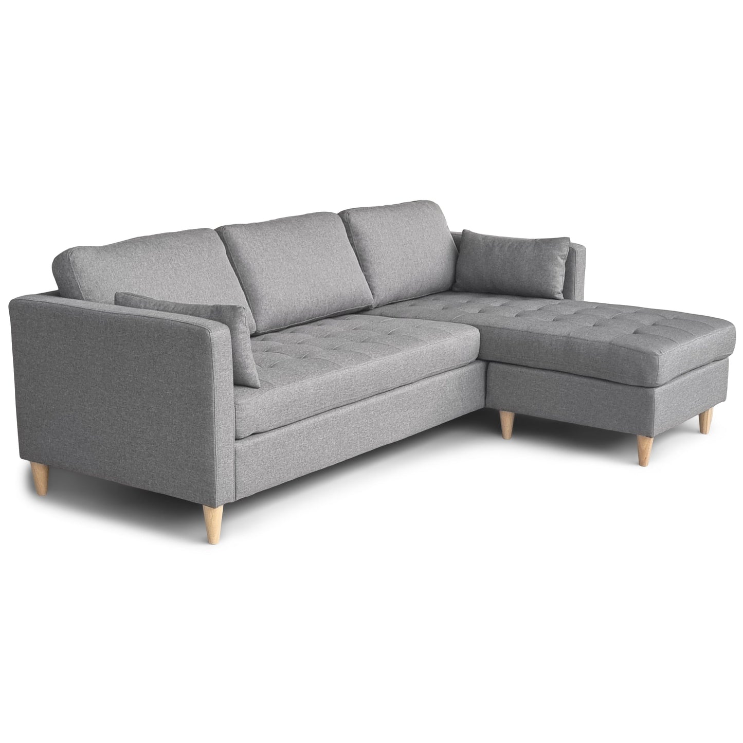 Lulu - Canapé d'angle réversible gris côté droit ou gauche L:215 x P:82 x H:78 cm