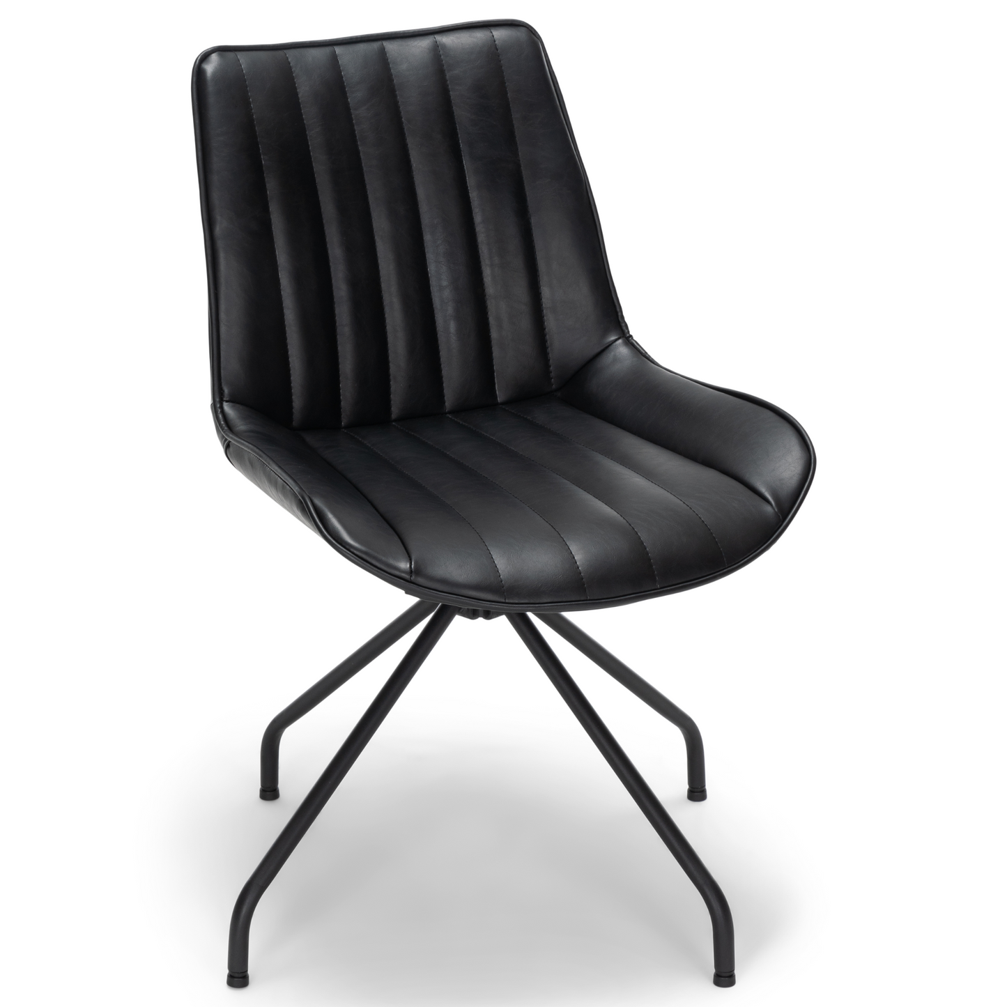 Lola - Chaise de salle à manger en cuir artificiel noir avec fonction pivotante à 360 degrés