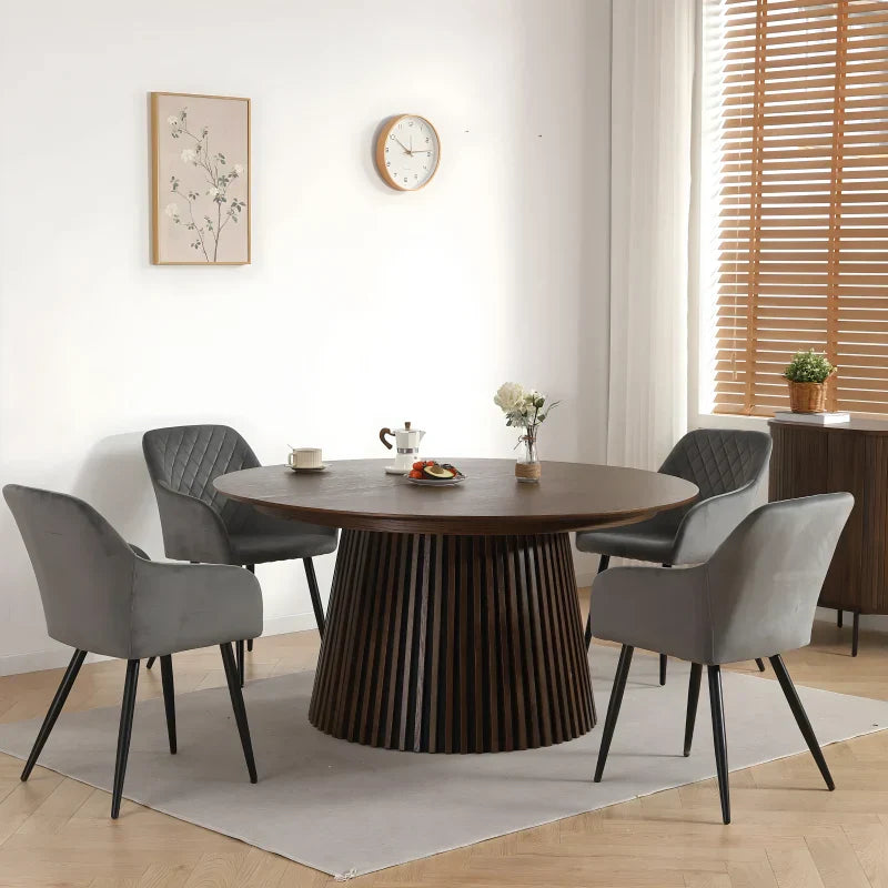 Carlo - Chaise de salle à manger en velours gris avec accoudoirs
