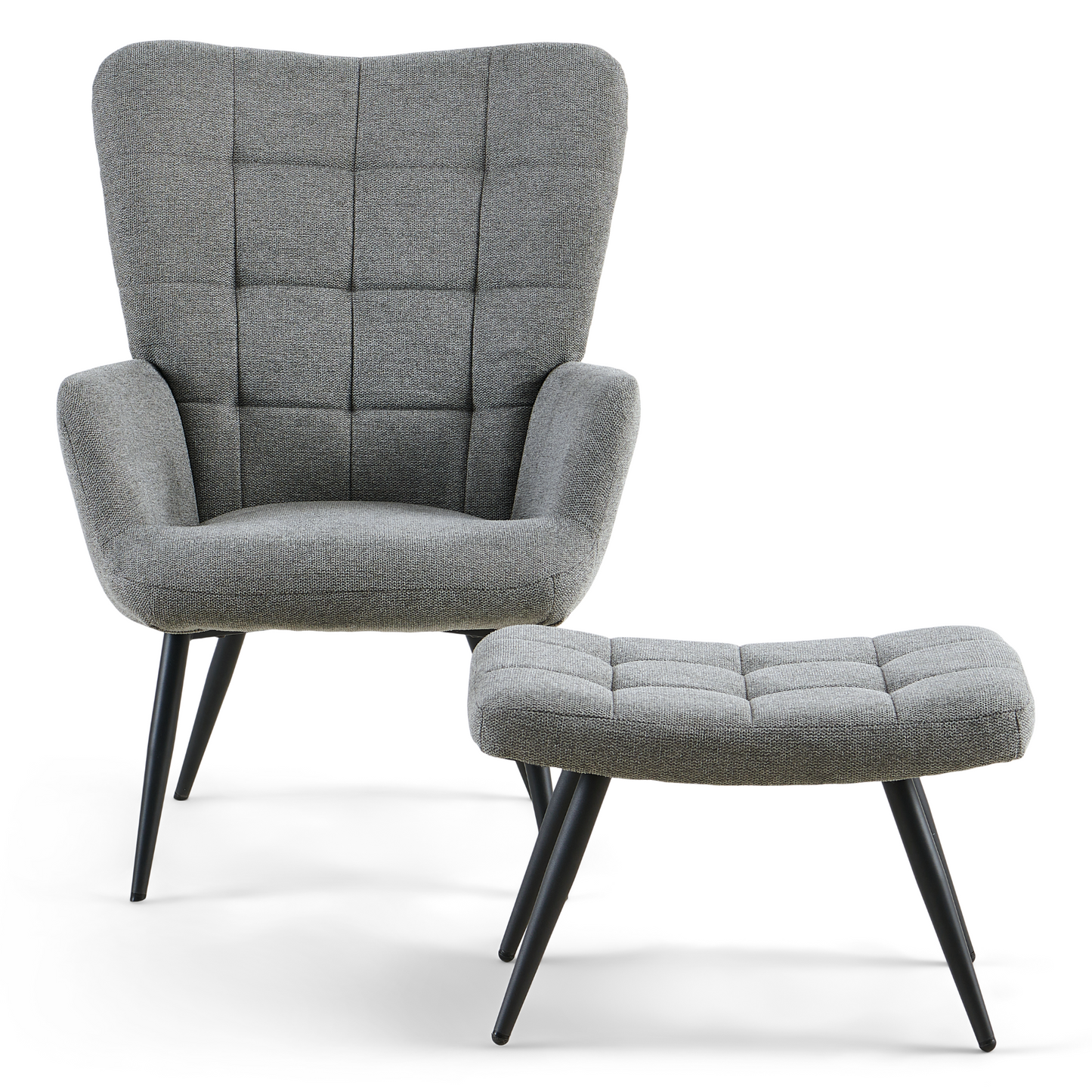 Allison Fauteuil avec repose-pieds - tissu gris