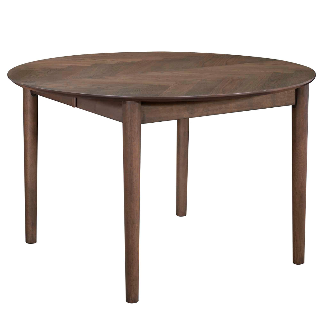 Maggie - Table ronde en chêne fumé avec rallonge 120/160/200 cm - Comprend 2 rallonges