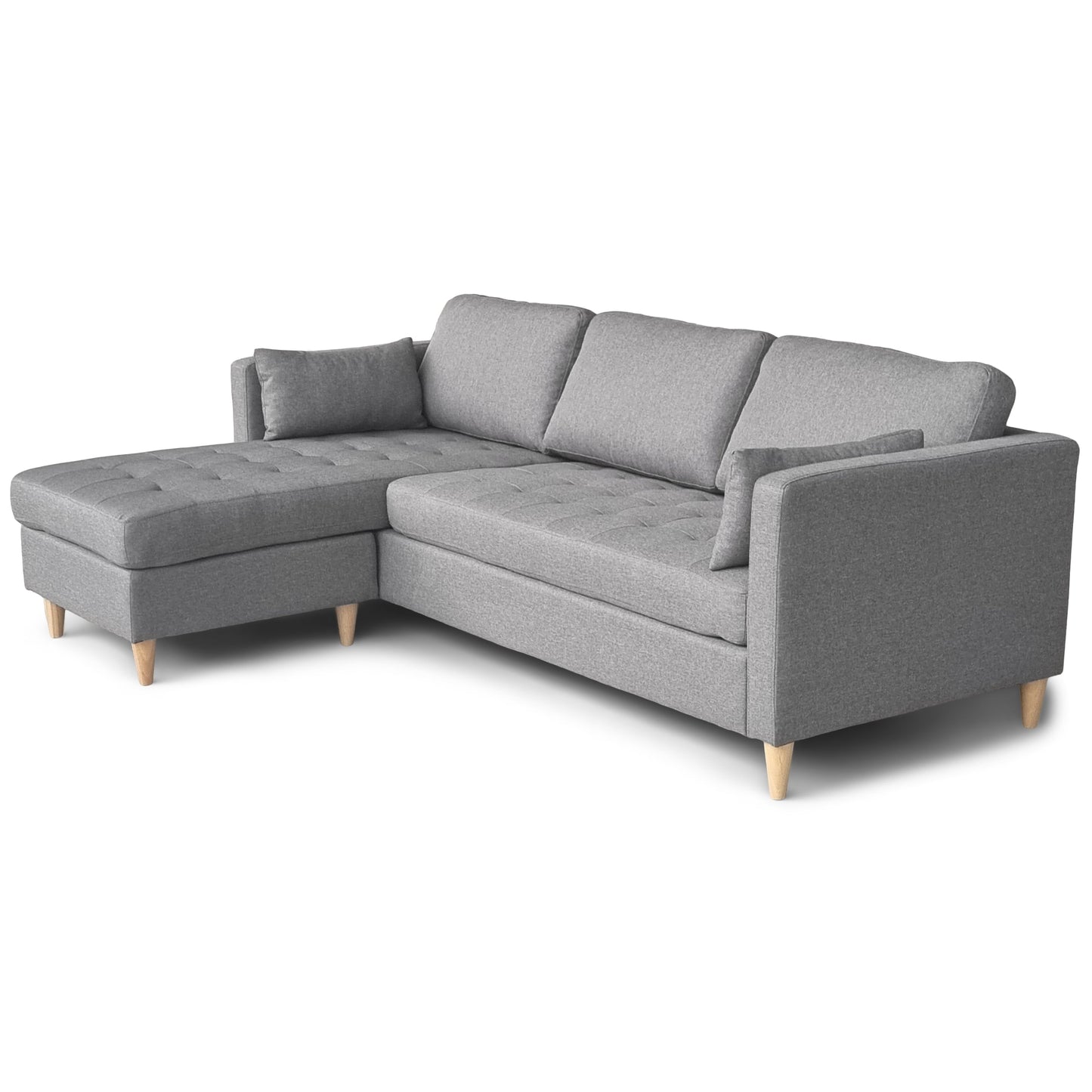 Lulu - Canapé d'angle réversible gris côté droit ou gauche L:215 x P:82 x H:78 cm