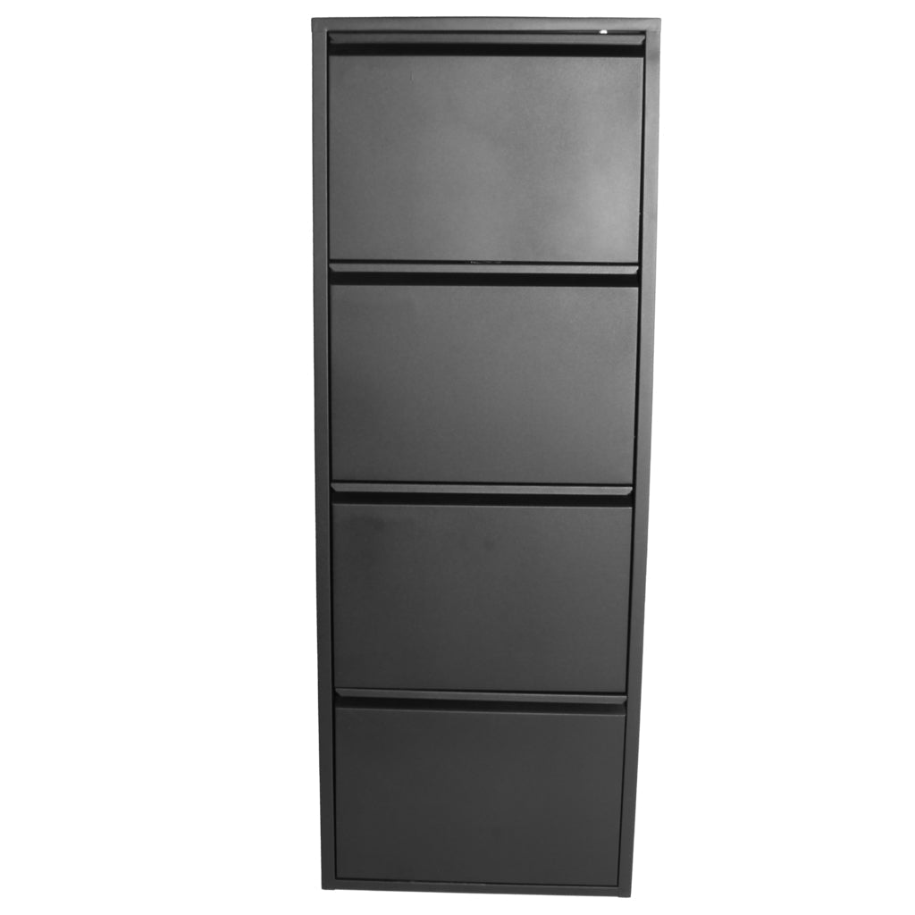 Louis - Armoire à chaussures en métal noir avec 4 portes