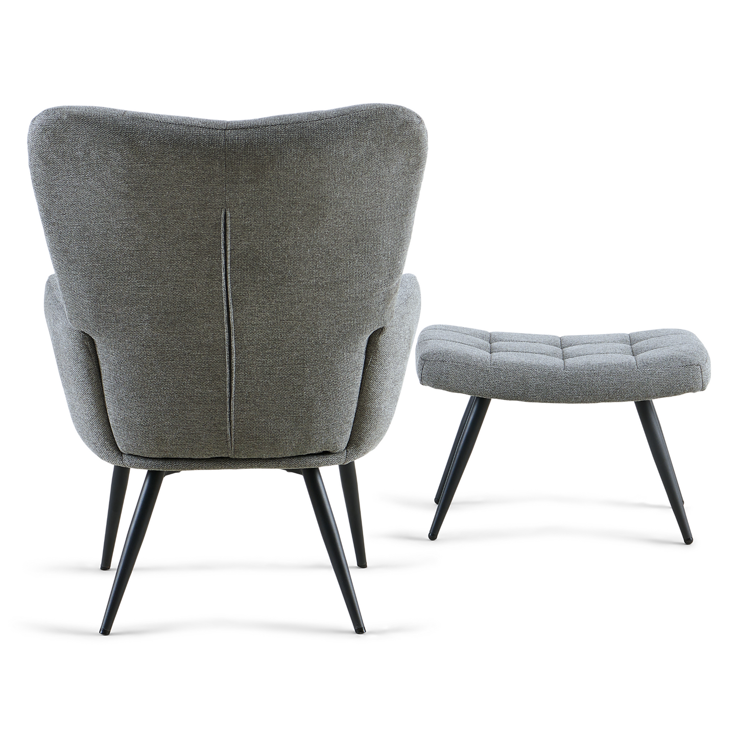 Allison Fauteuil avec repose-pieds - tissu gris