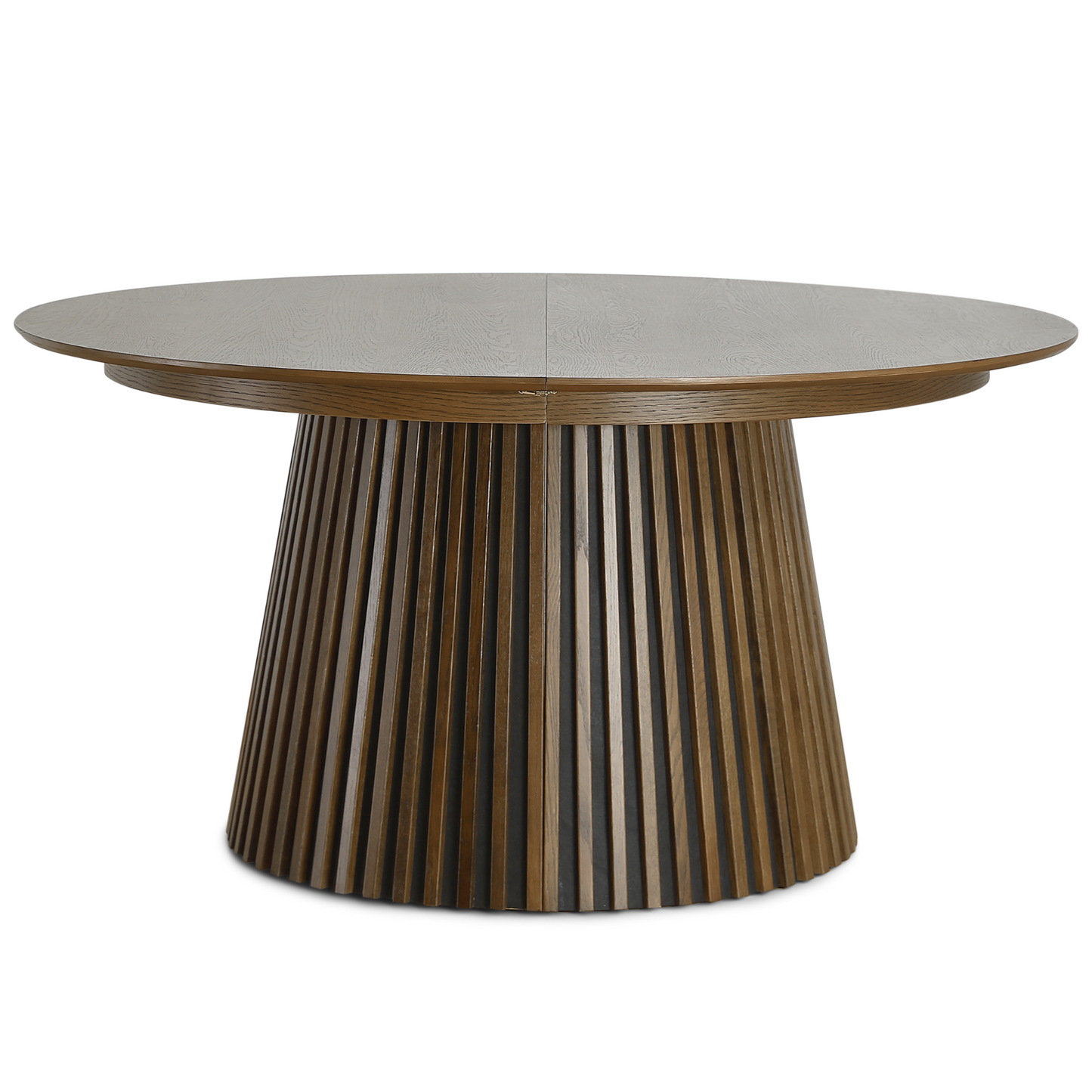 Lewis - Table ronde en chêne fumé avec rallonge 150/190/230 cm - 2 rallonges incluses