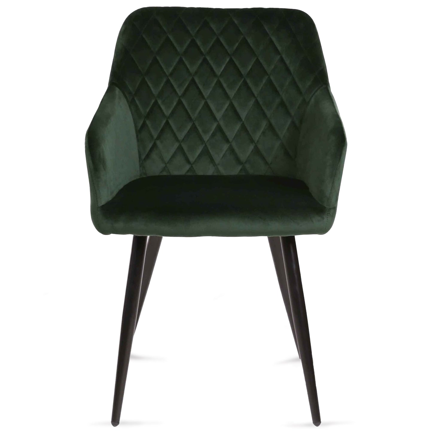 Carlo - Chaise de salle à manger en velours vert avec accoudoirs