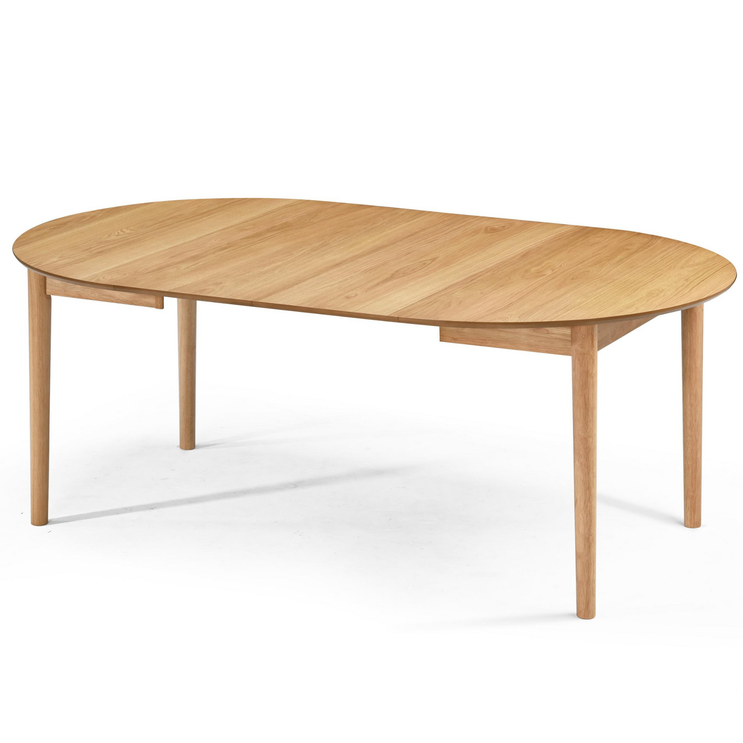 Liam - Table ronde de salle à manger en placage de chêne huilé avec rallonge 120/160/200 cm - Comprend 2 rallonges