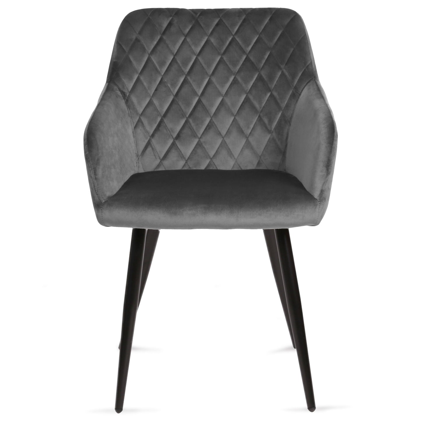 Carlo - Chaise de salle à manger en velours gris avec accoudoirs