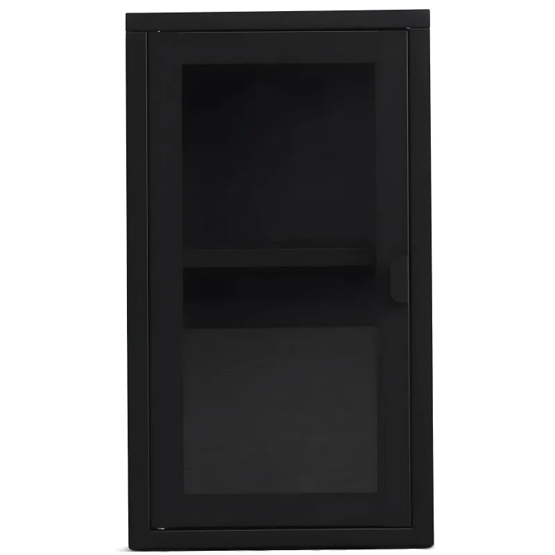 Herman - Vitrine murale avec 1 porte en verre - Métal noir 32,5 x 18 x 57 cm