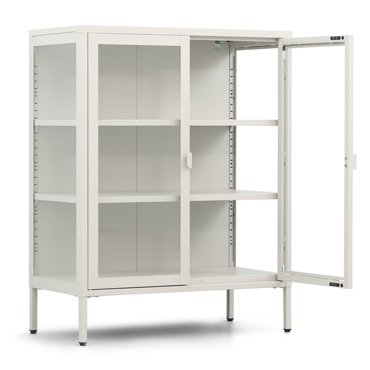 Herman - Meuble bar/vitrine en verre - Métal beige 80 x 40 x 105 cm
