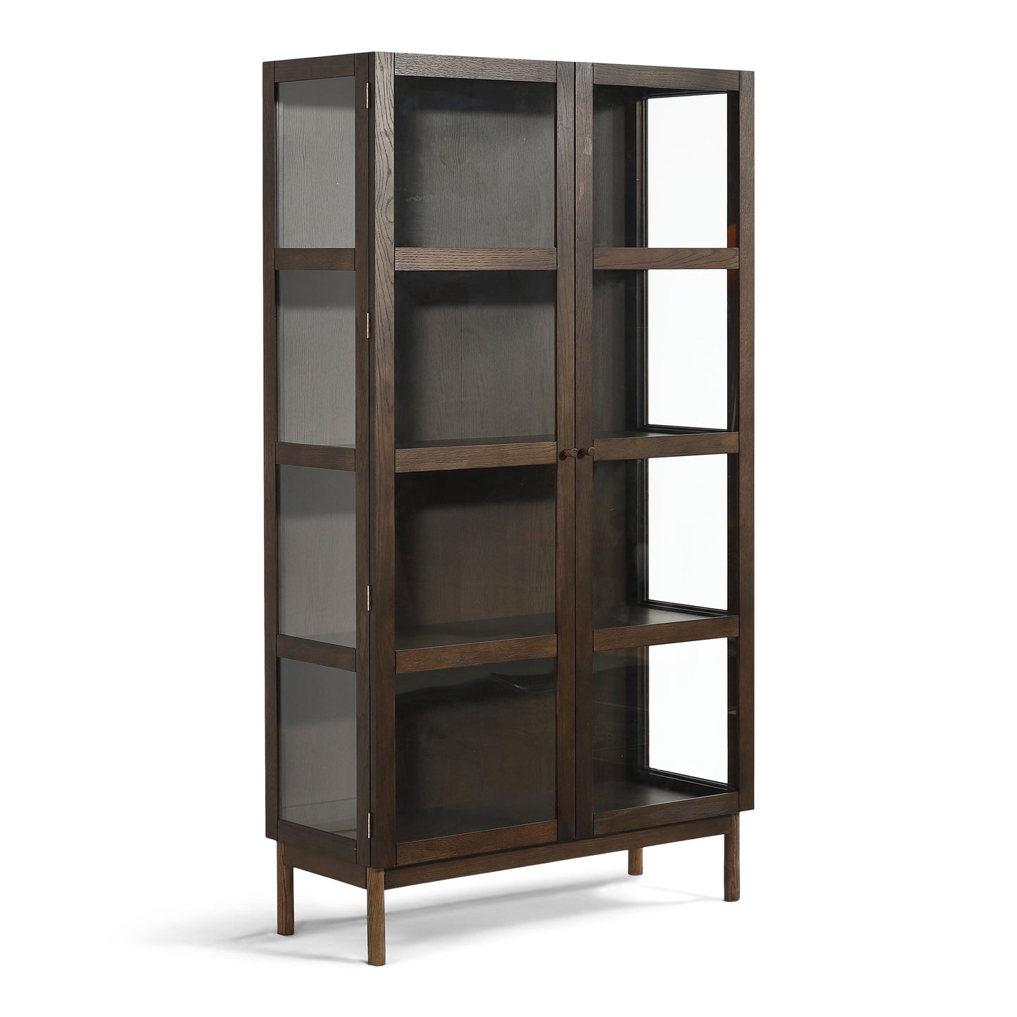 Havana - Vitrine en chêne fumé avec 2 portes - 180 x 40 x 100 cm