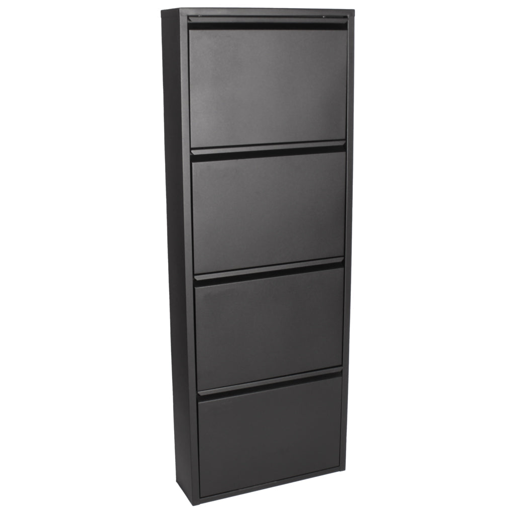 Louis - Armoire à chaussures en métal noir avec 4 portes