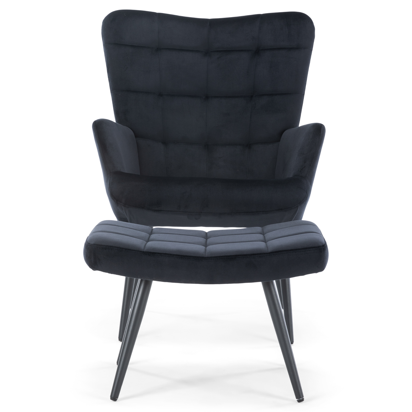 Alfred - Fauteuil avec repose-pieds - Velours noir