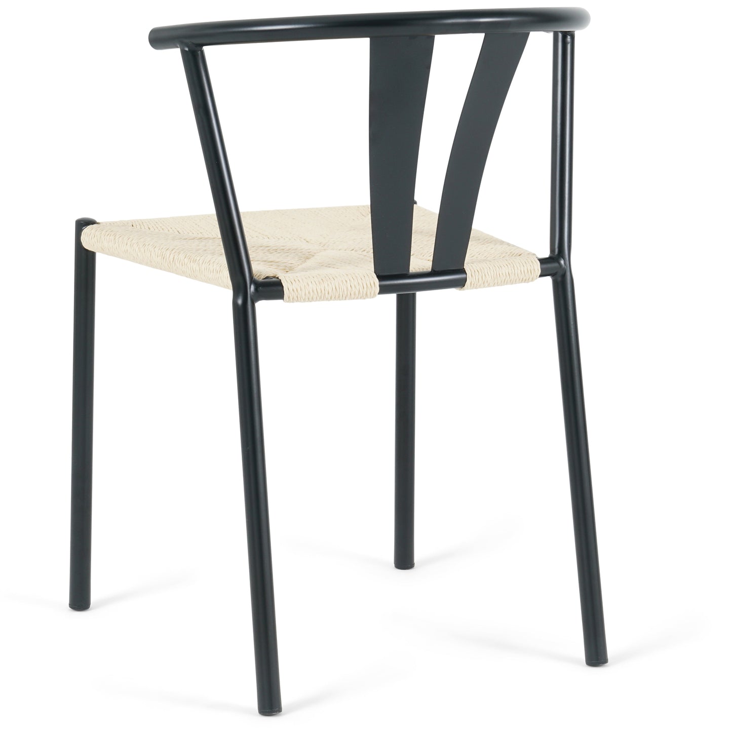 Shila - Chaise de salle à manger noire avec tressage