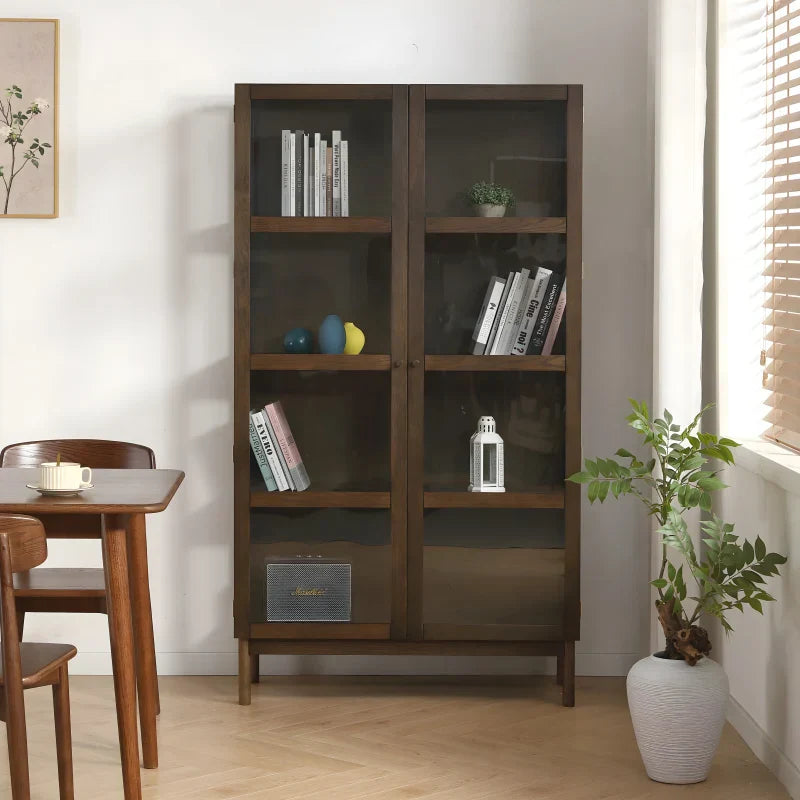 Havana - Vitrine en chêne fumé avec 2 portes - 180 x 40 x 100 cm