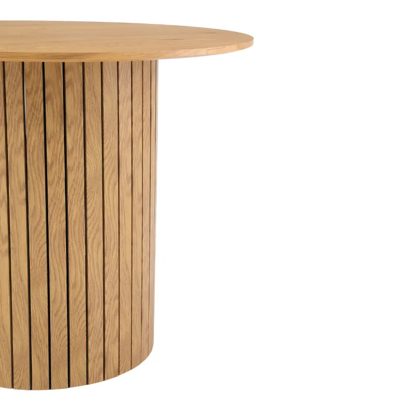 Milas table à manger ronde à lamelles Ø90 cm - look chêne avec pied en colonne