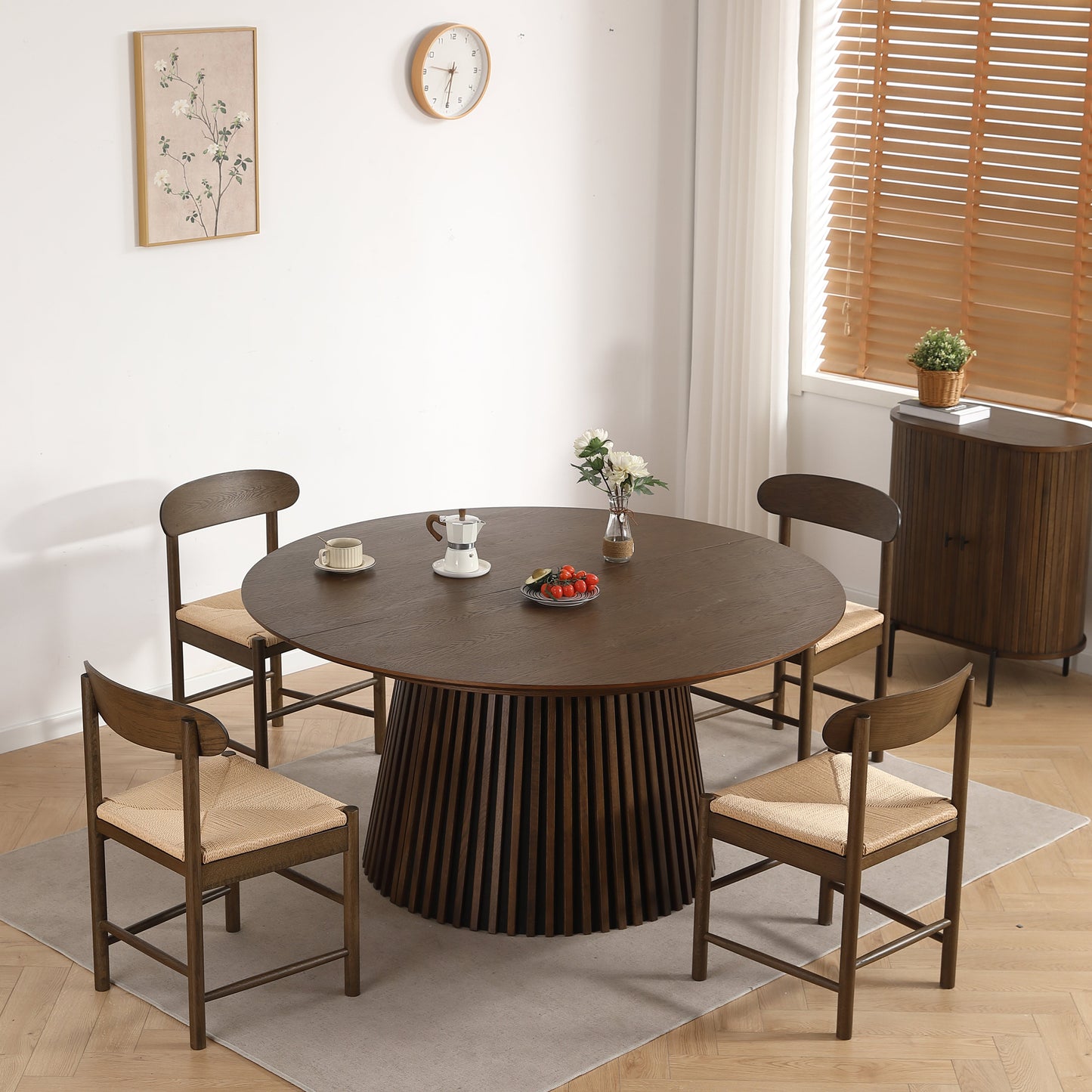 Madison - Chaise en bois en chêne fumé avec assise tressée
