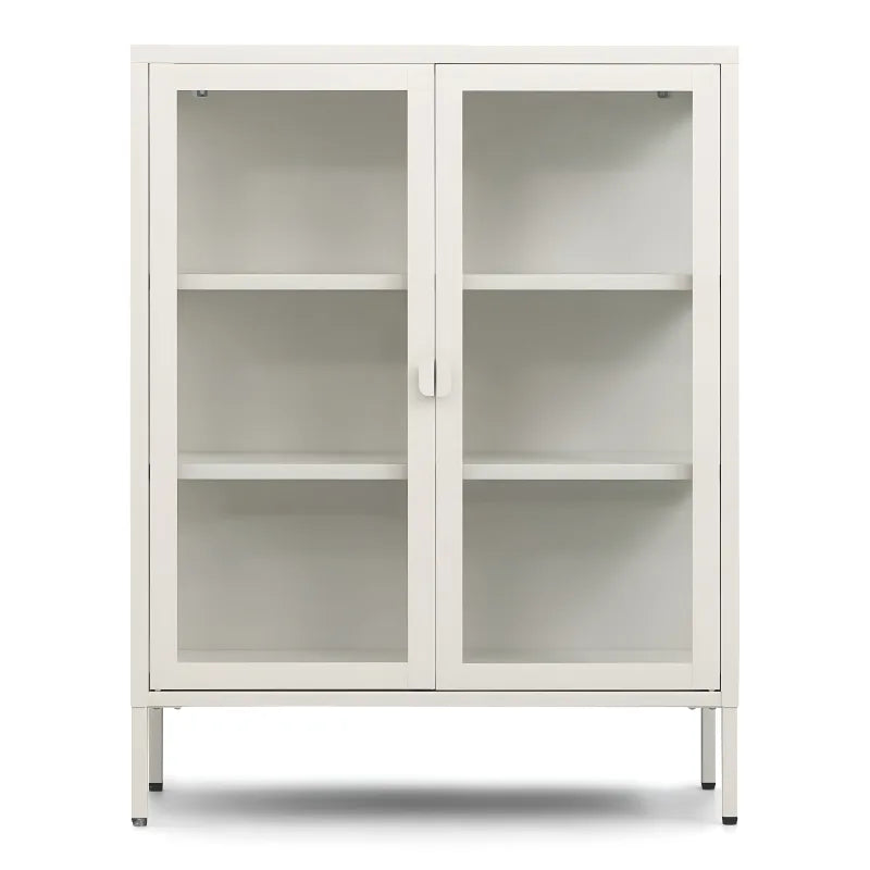 Herman - Meuble bar/vitrine en verre - Métal beige 80 x 40 x 105 cm