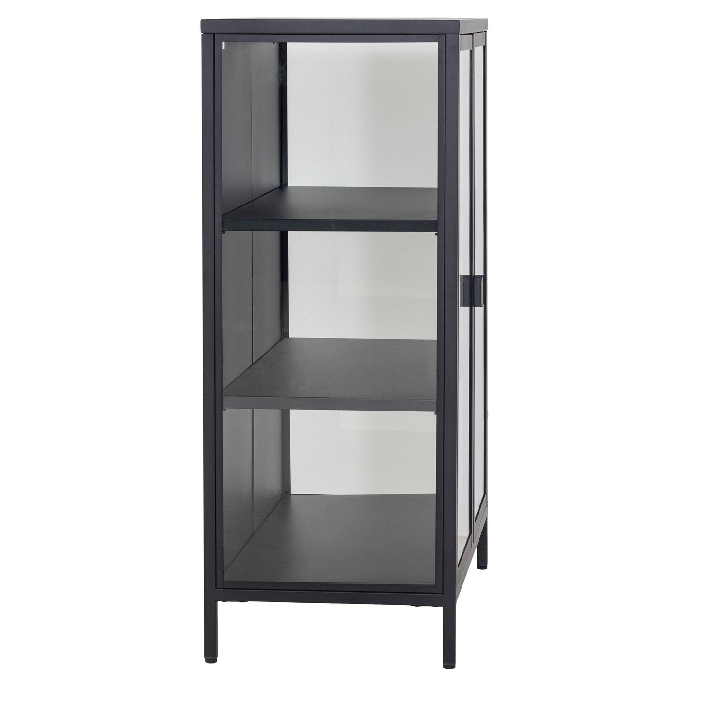 Herman - Meuble de rangement en verre - Métal noir 80 x 40 x 105 cm