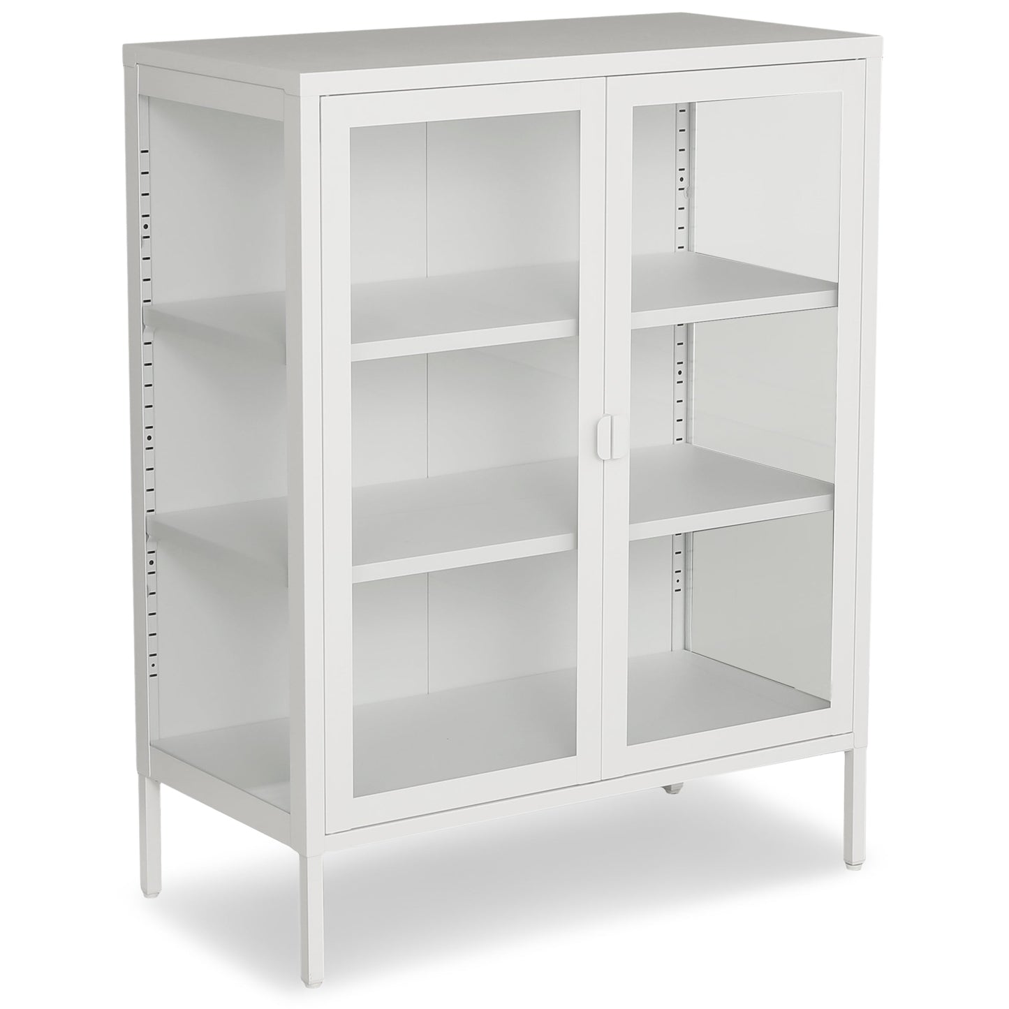 Herman - Buffet/vitrine en verre - Métal blanc 80 x 40 x 105 cm