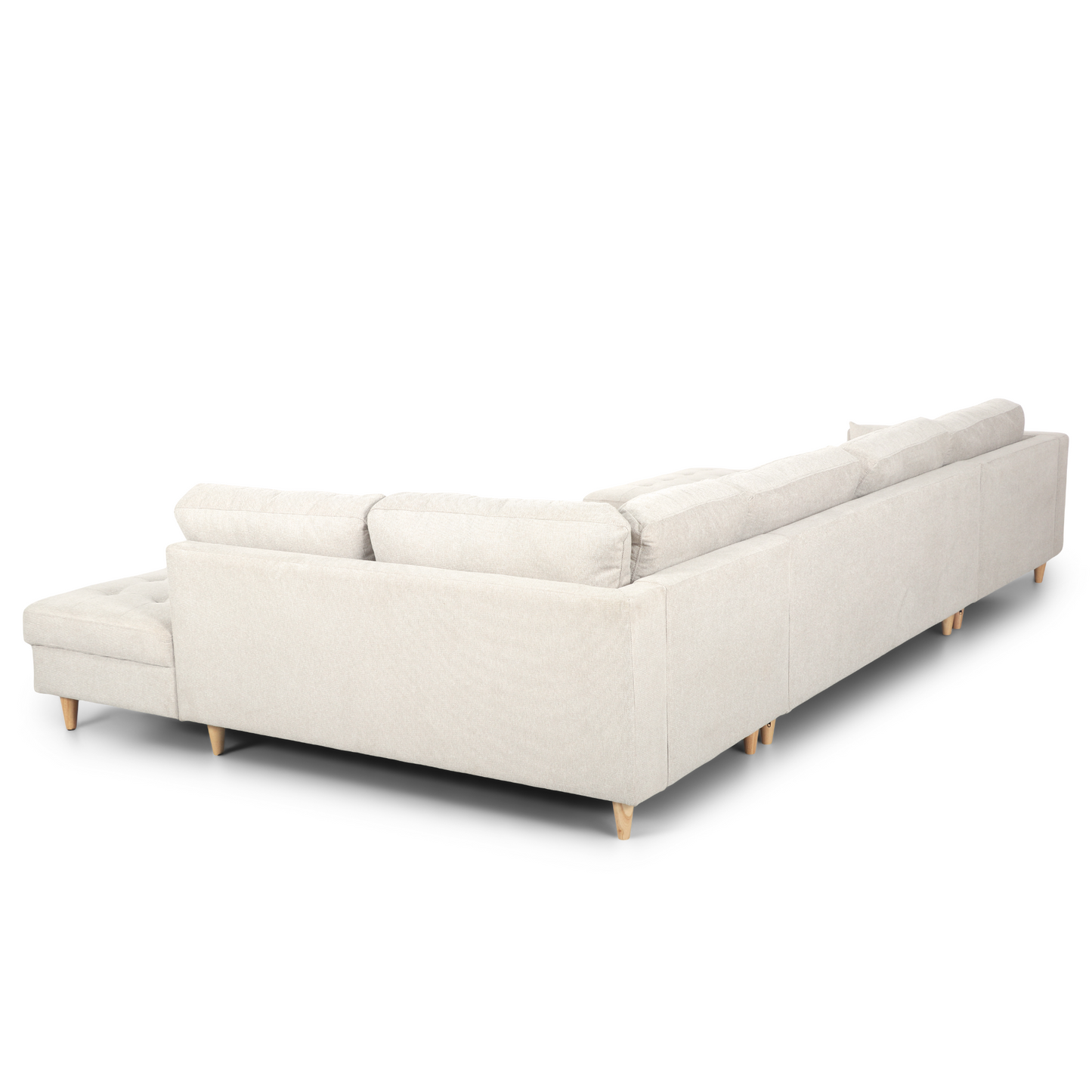 Brandy - Canapé en U gauche beige avec méridienne L:366 x P:211 x H:80 cm