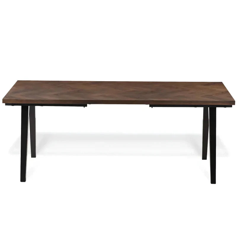 Madelina - Table en chêne fumé 200/290 x 90 cm avec pieds en chevrons (préparée pour rallonges)