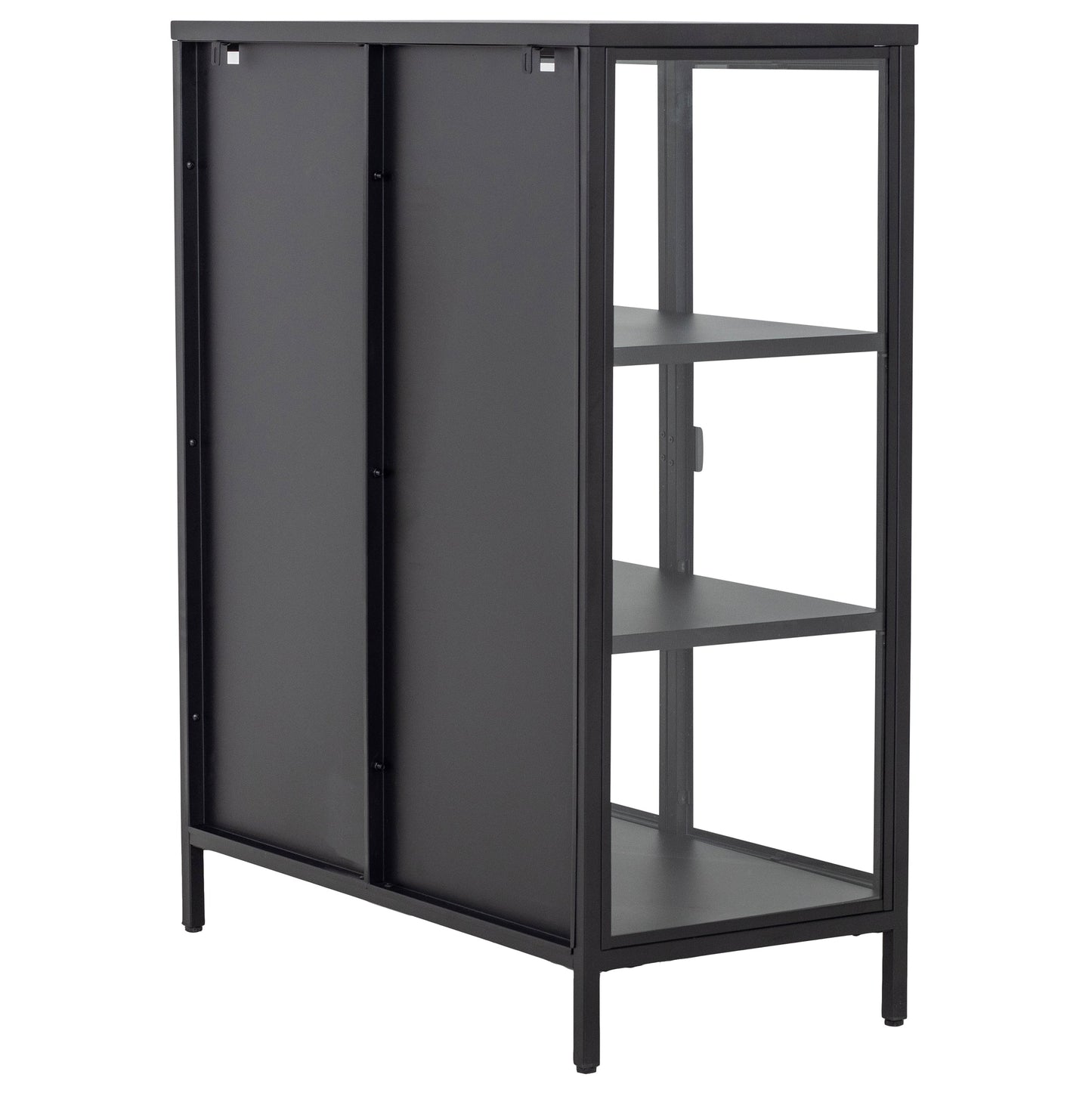 Herman - Meuble de rangement en verre - Métal noir 80 x 40 x 105 cm