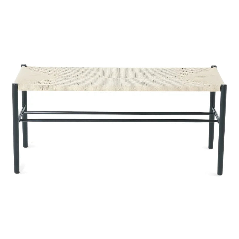 Bella - Banc noir avec assise tressée