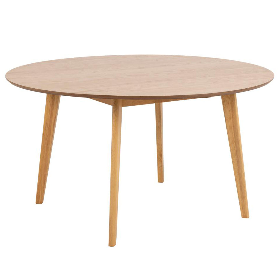 Rickie - Table de salle à manger ronde en placage de chêne laqué Ø140 cm