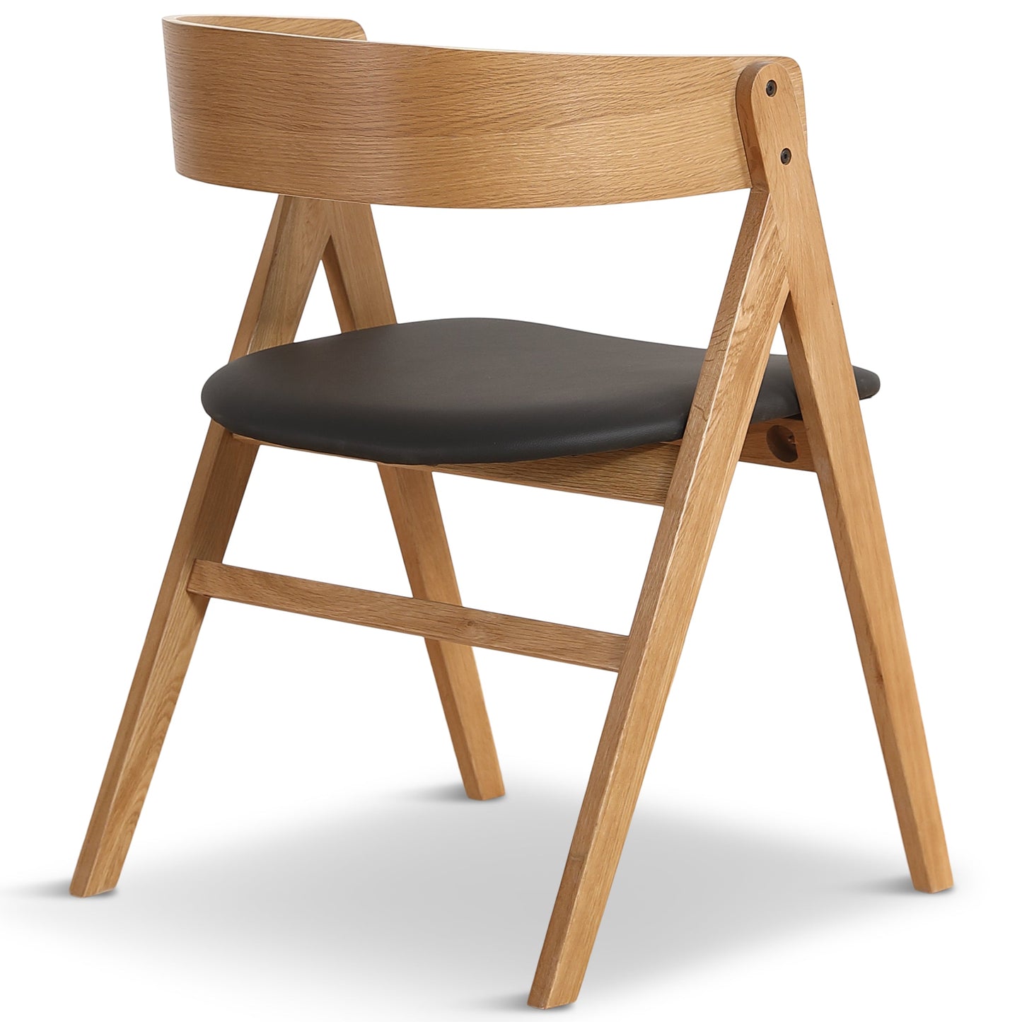 Chaise en bois Samantha en chêne avec assise en PU noire
