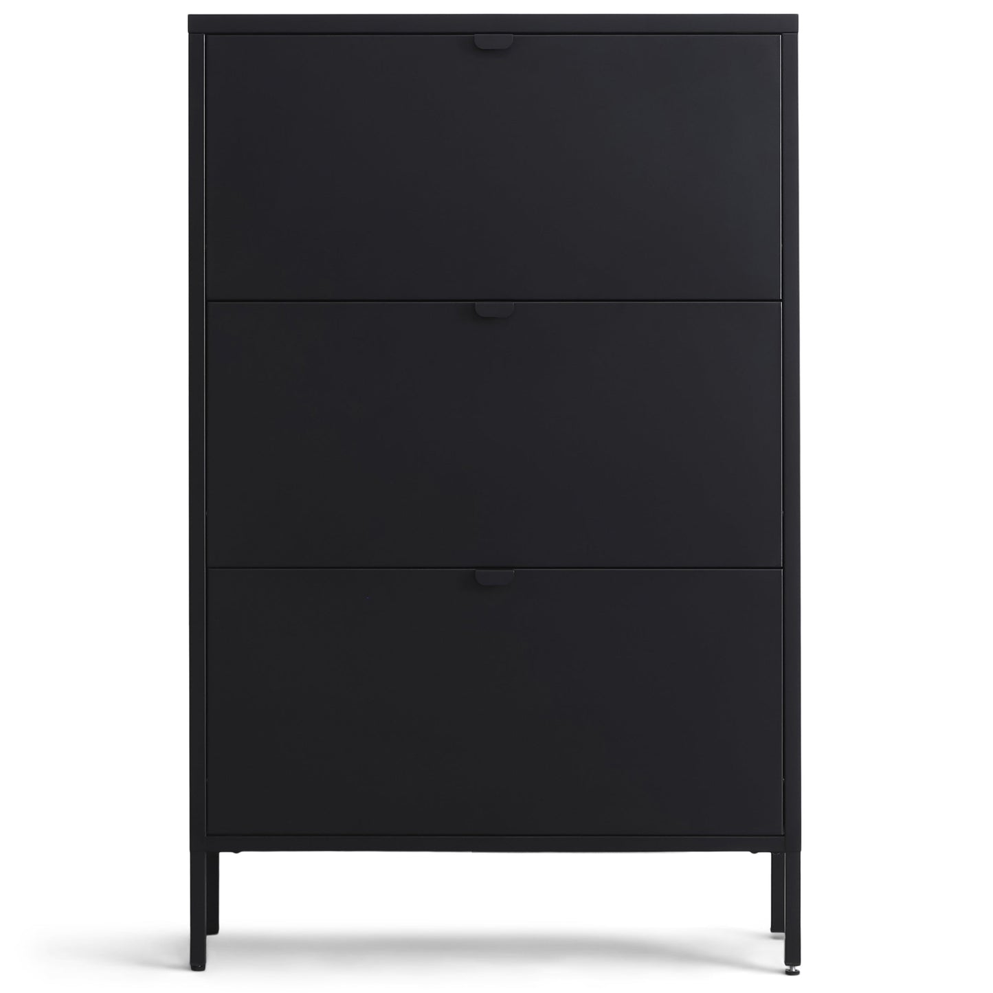 Herman - Meuble à chaussures en métal noir avec 3 compartiments 80 x 26 x 125 cm