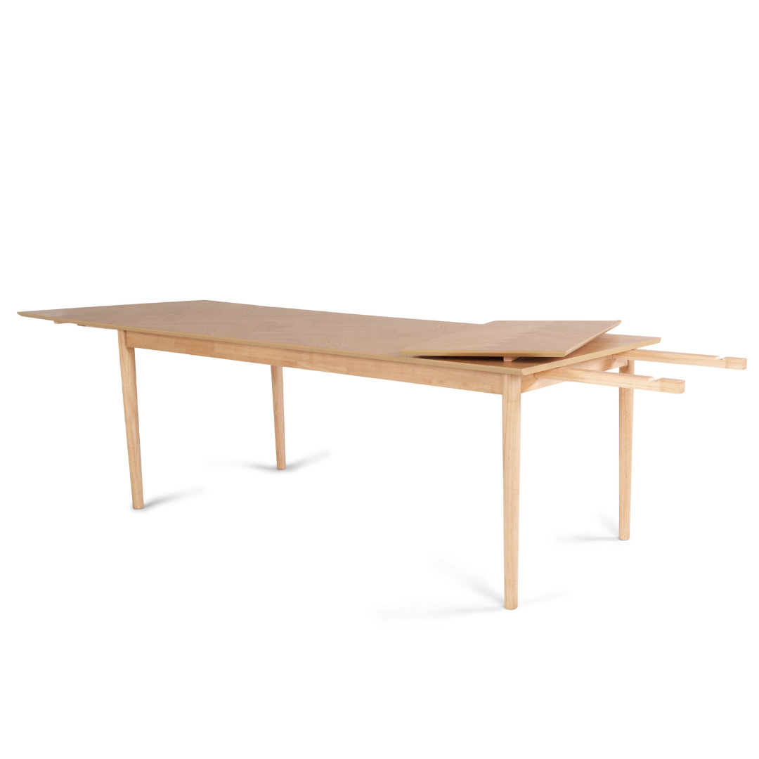 Megan - Table à manger en placage de chêne 200/300 x 90 cm (inclut 2 rallonges)