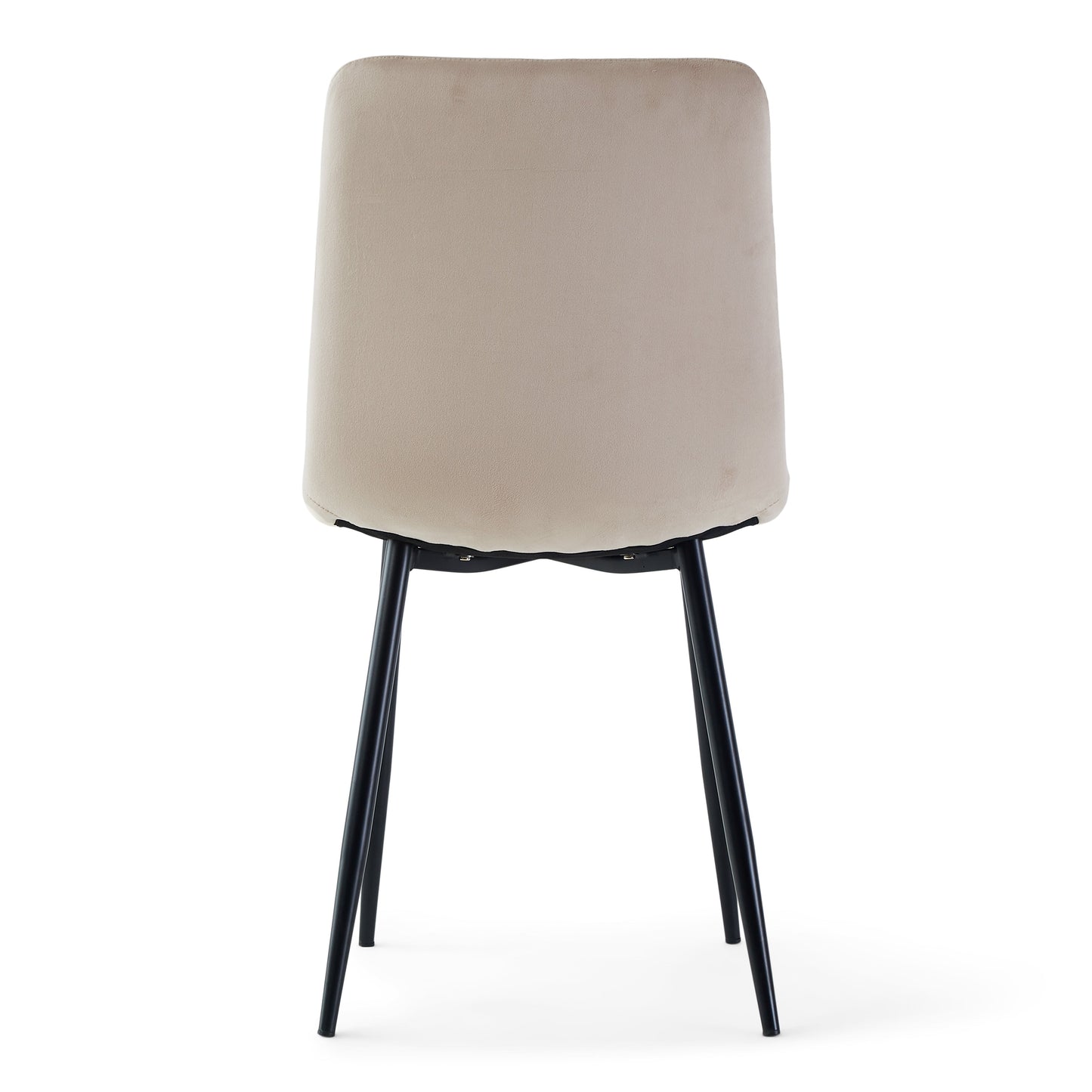 Jessi Chaise de salle à manger - velours beige avec pieds en métal noir