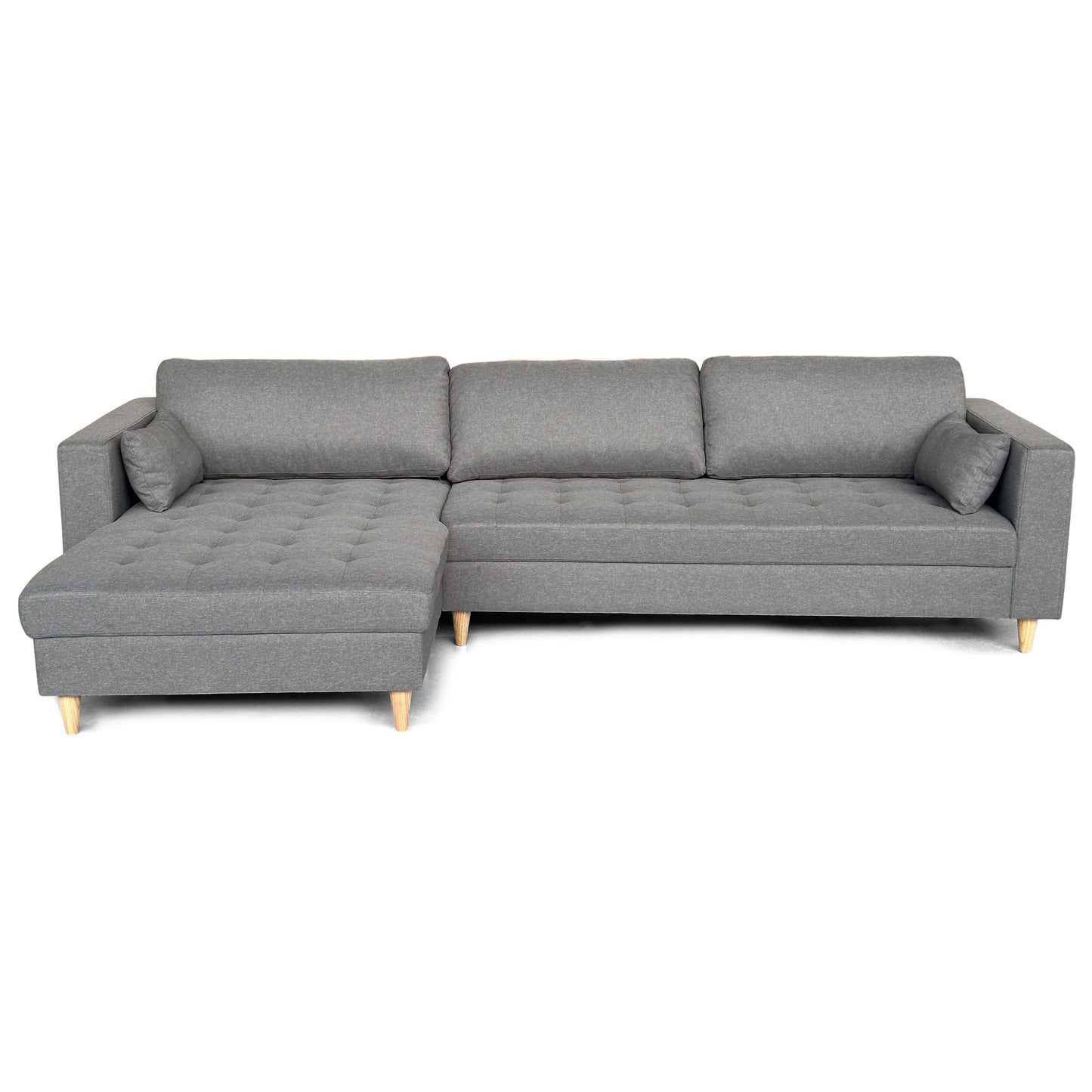 Brandy - Canapé d'angle réversible convertible gris L:290 x P:96 x H:80 cm