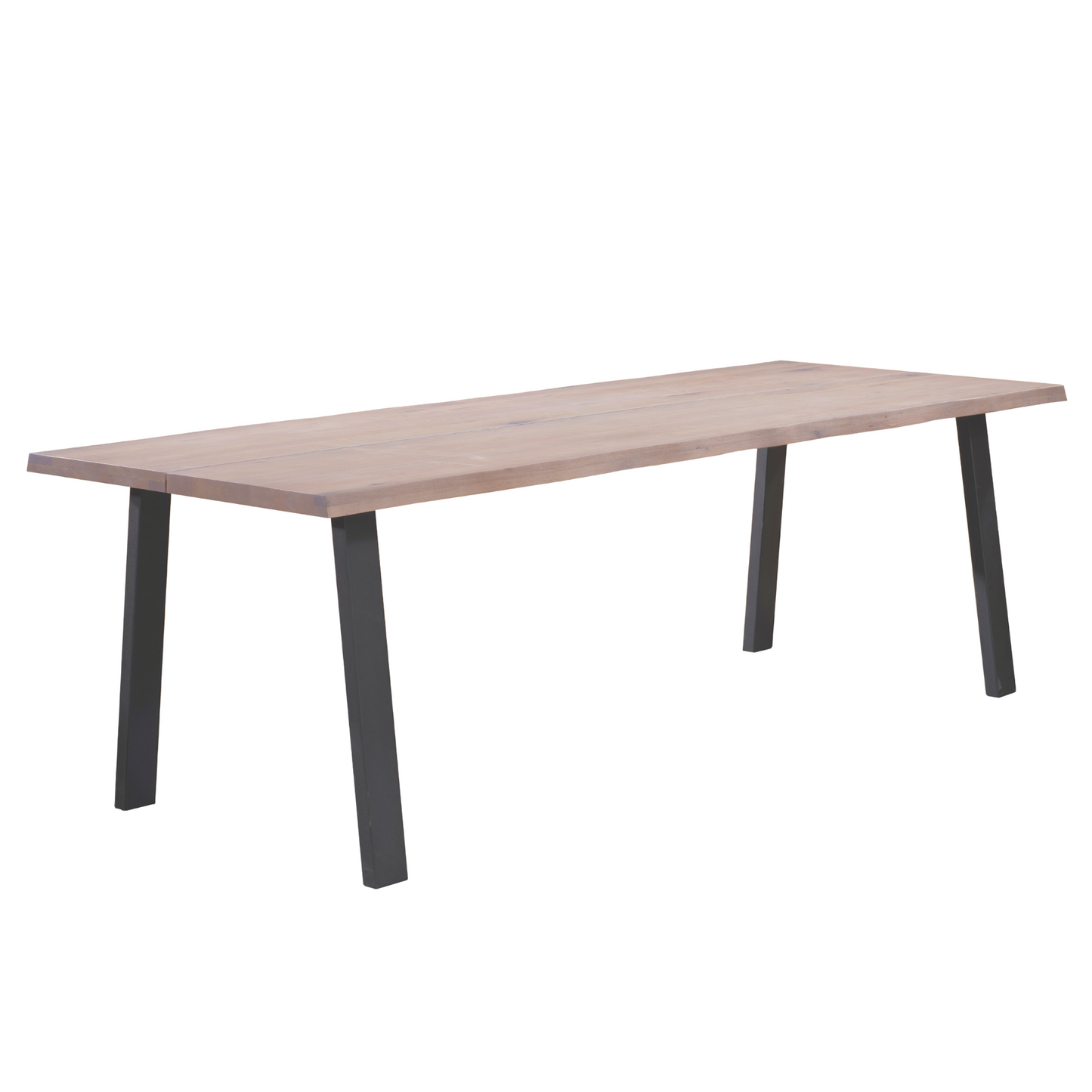 Molly - Table 200 x 95 cm en chêne blanchi huilé avec pieds en A (Préparé pour des rallonges)