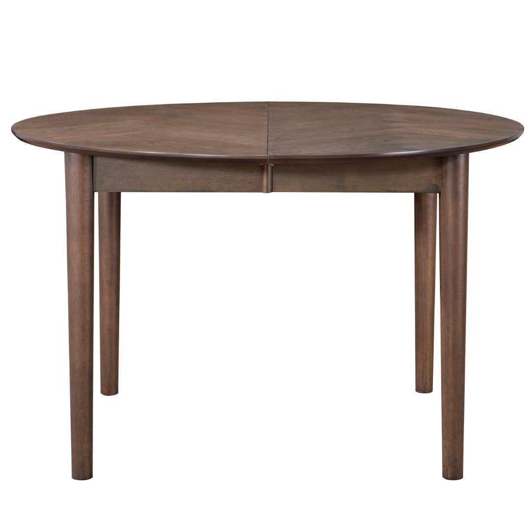 Maggie - Table ronde en chêne fumé avec rallonge 120/160/200 cm - Comprend 2 rallonges