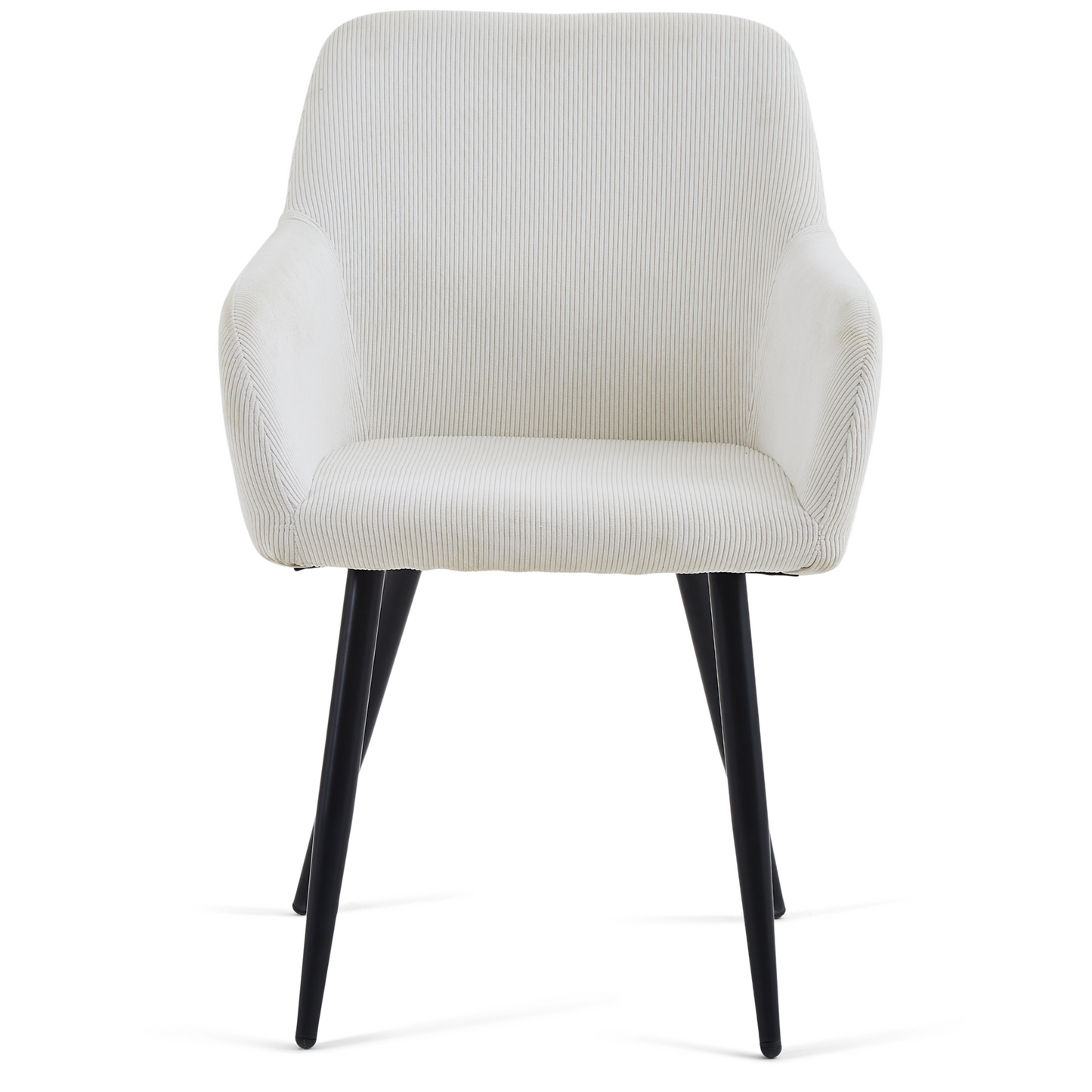 Jenna chaise de salle à manger - velours blanc avec pieds noirs