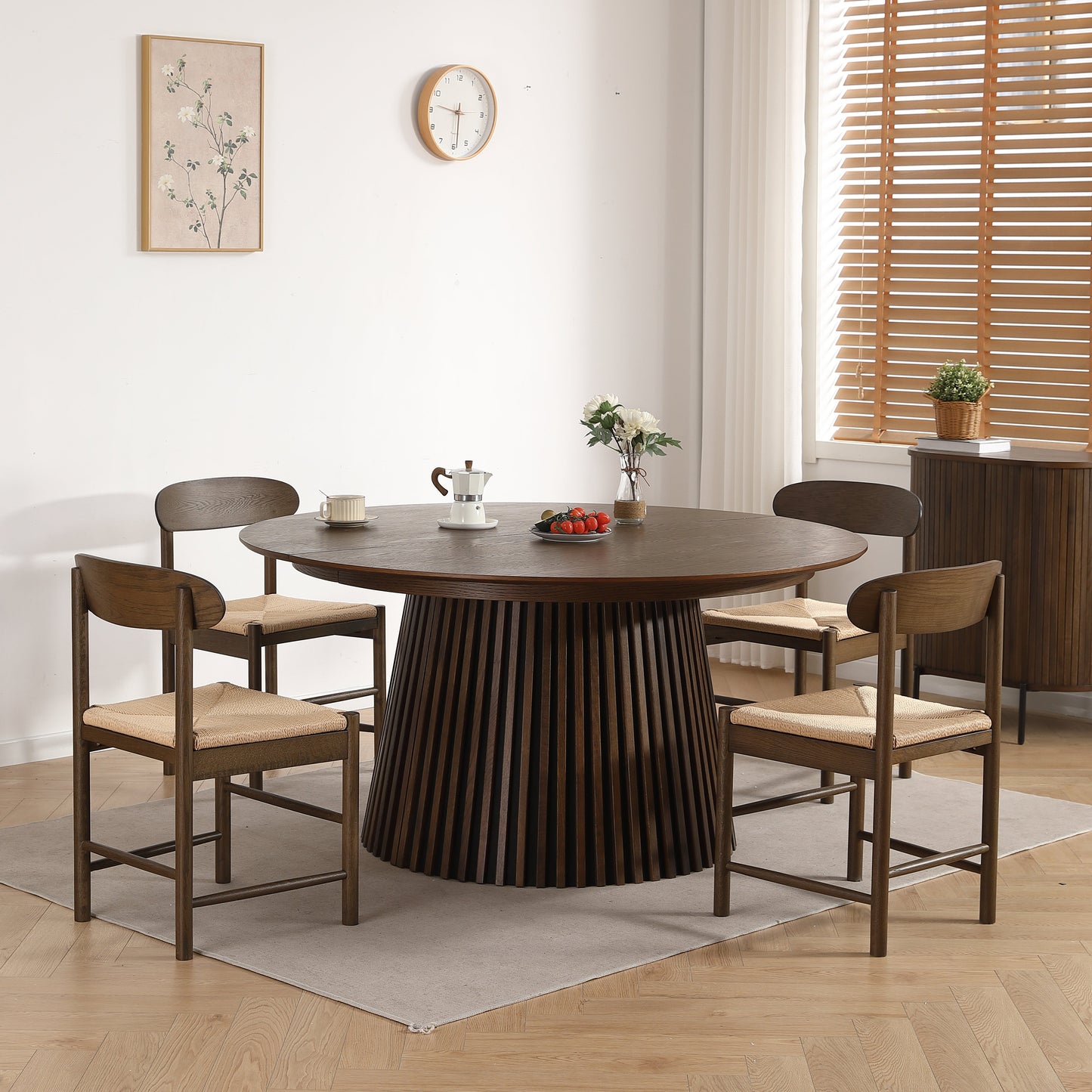 Madison - Chaise en bois en chêne fumé avec assise tressée